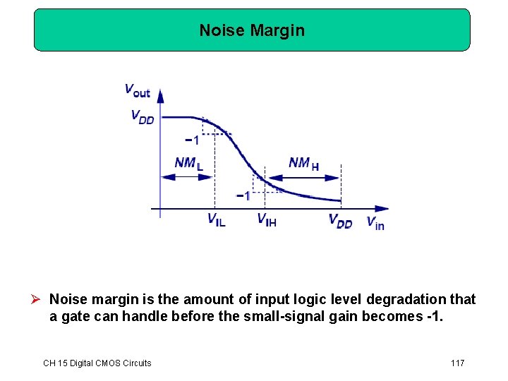 Noise Margin Ø Noise margin is the amount of input logic level degradation that Noise Margin Ø Noise margin is the amount of input logic level degradation that