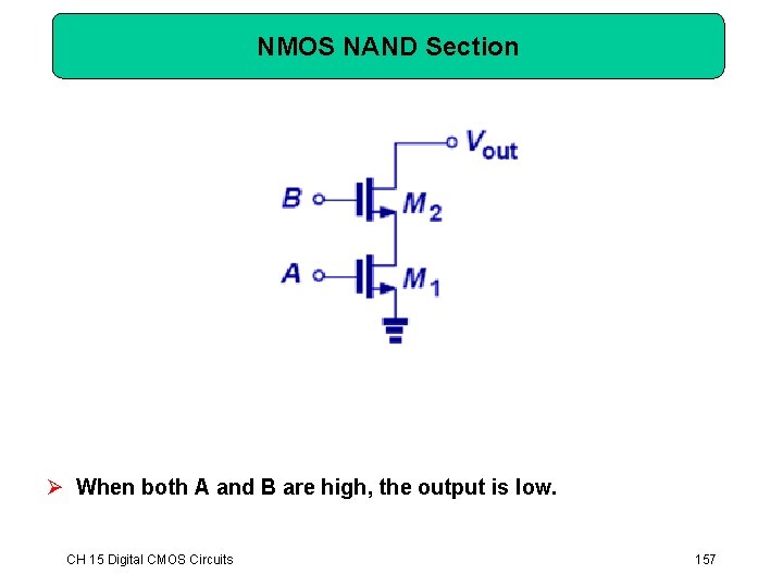 NMOS NAND Section Ø When both A and B are high, the output is NMOS NAND Section Ø When both A and B are high, the output is