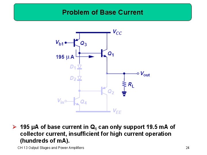 Problem of Base Current Ø 195 µA of base current in Q 1 can Problem of Base Current Ø 195 µA of base current in Q 1 can