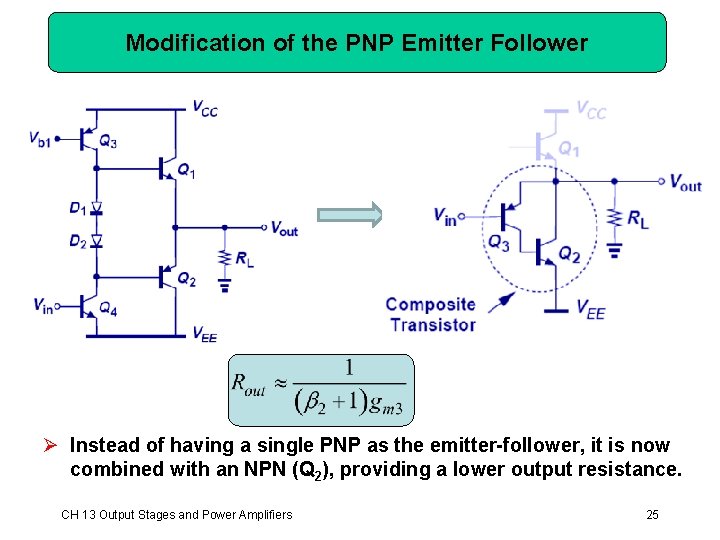 Modification of the PNP Emitter Follower Ø Instead of having a single PNP as Modification of the PNP Emitter Follower Ø Instead of having a single PNP as
