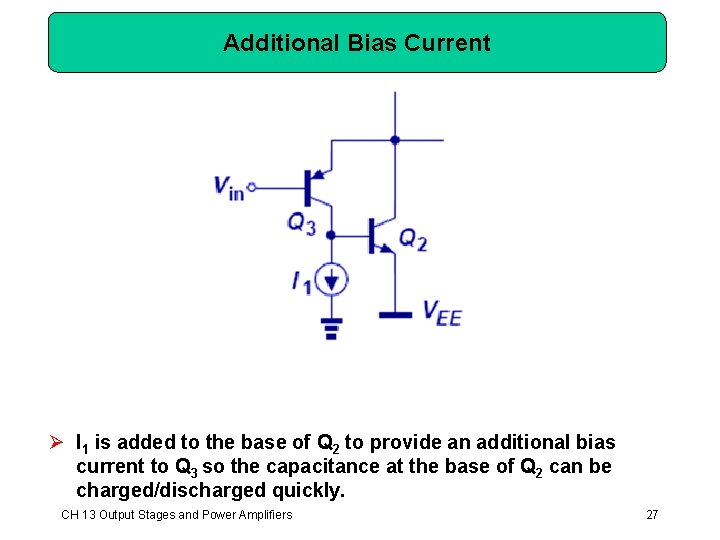 Additional Bias Current Ø I 1 is added to the base of Q 2 Additional Bias Current Ø I 1 is added to the base of Q 2