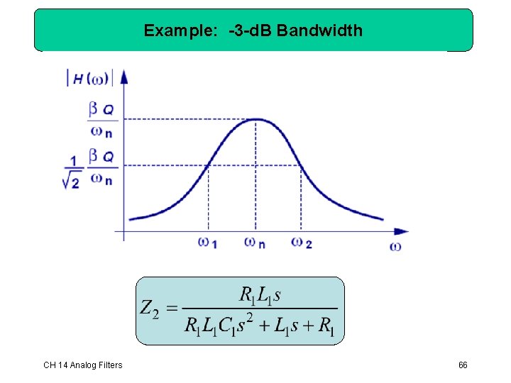 Example: -3 -d. B Bandwidth CH 14 Analog Filters 66 Example: -3 -d. B Bandwidth CH 14 Analog Filters 66