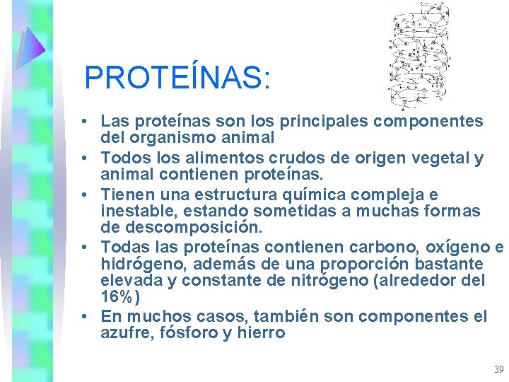 PROTEÍNAS: • Las proteínas son los principales componentes del organismo animal • Todos los