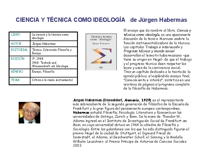 CIENCIA Y TÉCNICA COMO IDEOLOGÍA de Jürgen Habermas LIBRO La ciencia y la técnica