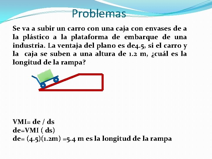 Problemas Se va a subir un carro con una caja con envases de a