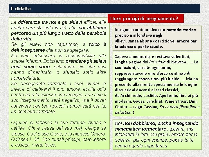 Il didatta La differenza tra noi e gli allievi affidati alle nostre cure sta