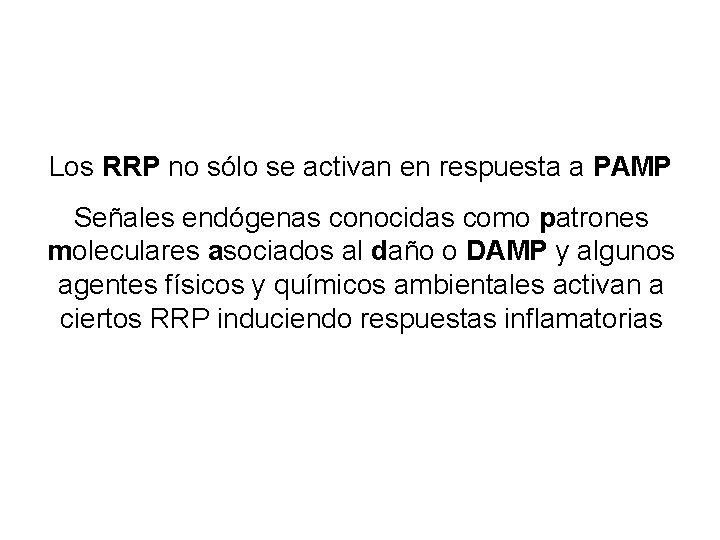 Los RRP no sólo se activan en respuesta a PAMP Señales endógenas conocidas como