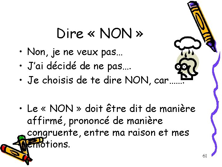 Dire « NON » • Non, je ne veux pas… • J’ai décidé de Dire « NON » • Non, je ne veux pas… • J’ai décidé de
