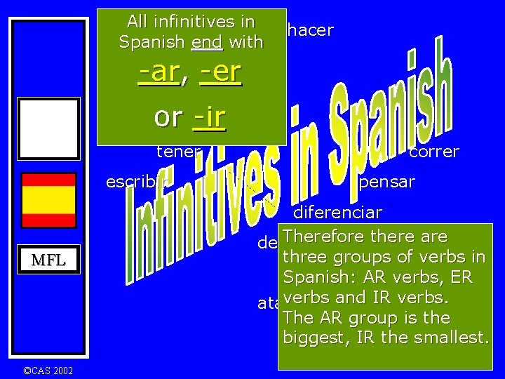Saber Infinitive MFL CAS 2002 a doing word an action