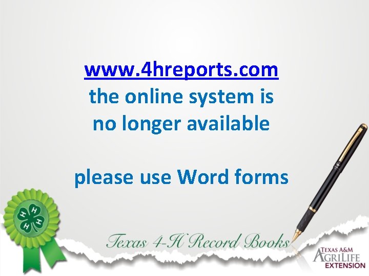 www. 4 hreports. com the online system is no longer available please use Word