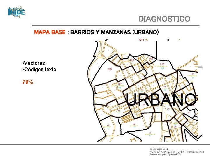 DIAGNOSTICO MAPA BASE : BARRIOS Y MANZANAS (URBANO) • Vectores • Códigos texto 70%