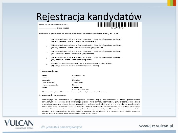 Rejestracja kandydatów 