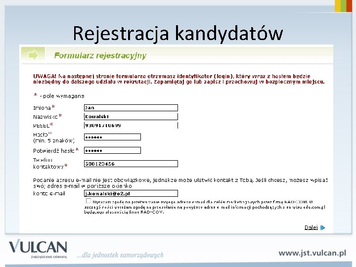 Rejestracja kandydatów 