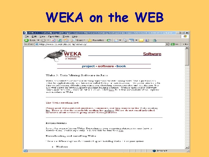 WEKA on the WEB 
