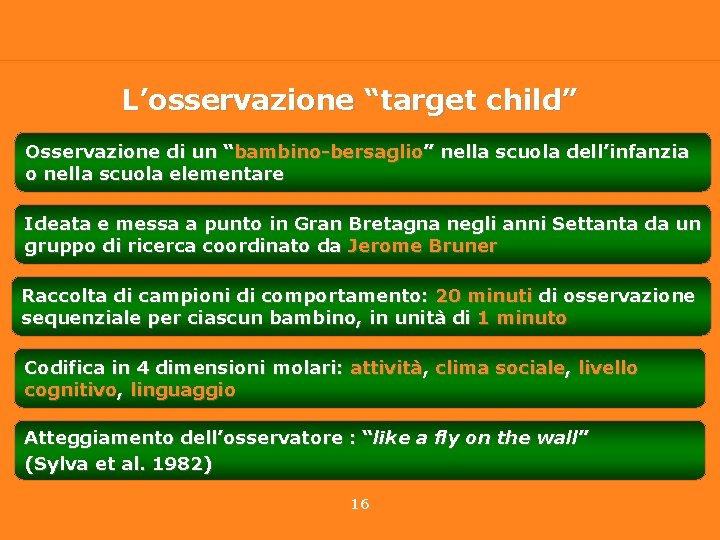 L’osservazione “target child” Osservazione di un “bambino-bersaglio” nella scuola dell’infanzia o nella scuola elementare