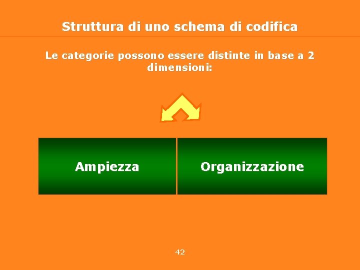 Struttura di uno schema di codifica Le categorie possono essere distinte in base a