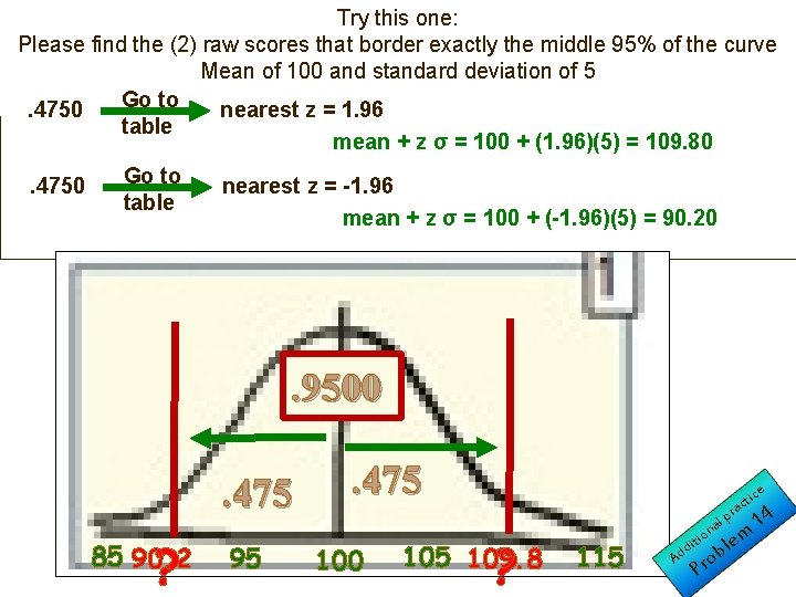 . Try this one: Please find the (2) raw scores that border exactly the