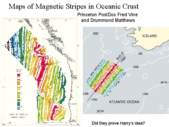 Maps of Magnetic Stripes in Oceanic Crust Princeton Post. Doc Fred Vine and Drummond