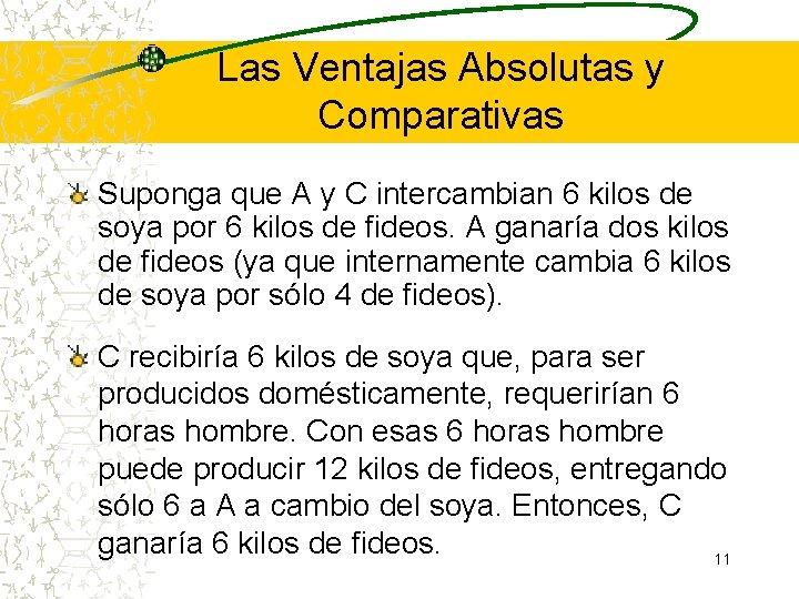 Las Ventajas Absolutas y Comparativas Suponga que A y C intercambian 6 kilos de Las Ventajas Absolutas y Comparativas Suponga que A y C intercambian 6 kilos de