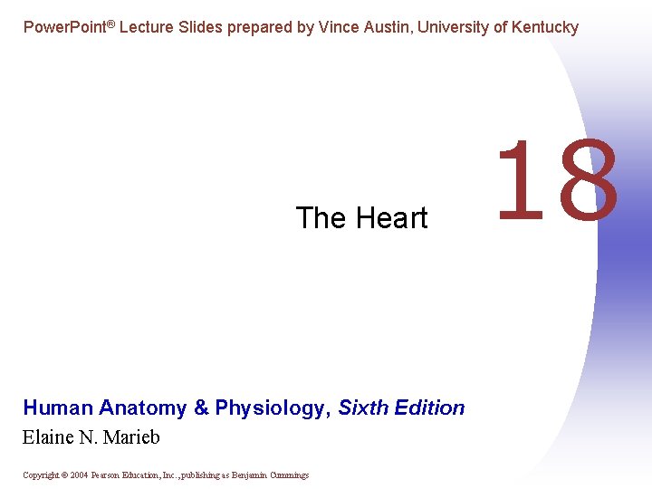 Power. Point® Lecture Slides prepared by Vince Austin, University of Kentucky The Heart Human