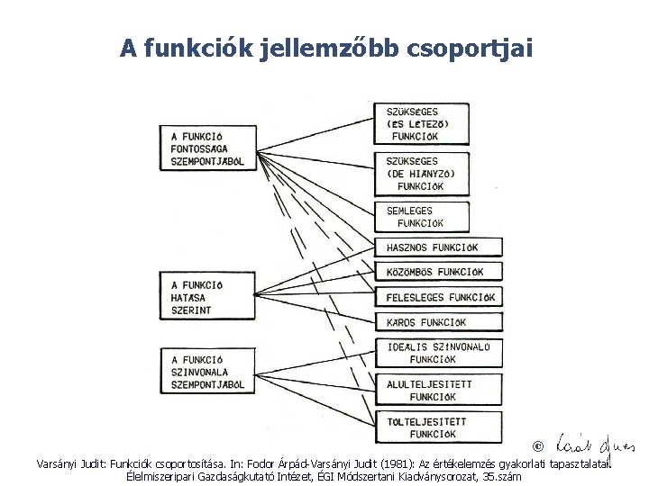 A funkciók jellemzőbb csoportjai © Varsányi Judit: Funkciók csoportosítása. In: Fodor Árpád-Varsányi Judit (1981):