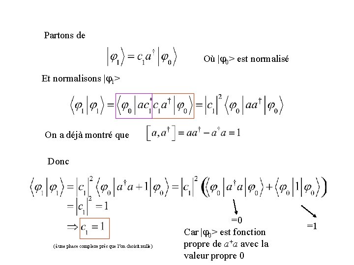 Partons de Où |j 0> est normalisé Et normalisons |j 1> On a déjà