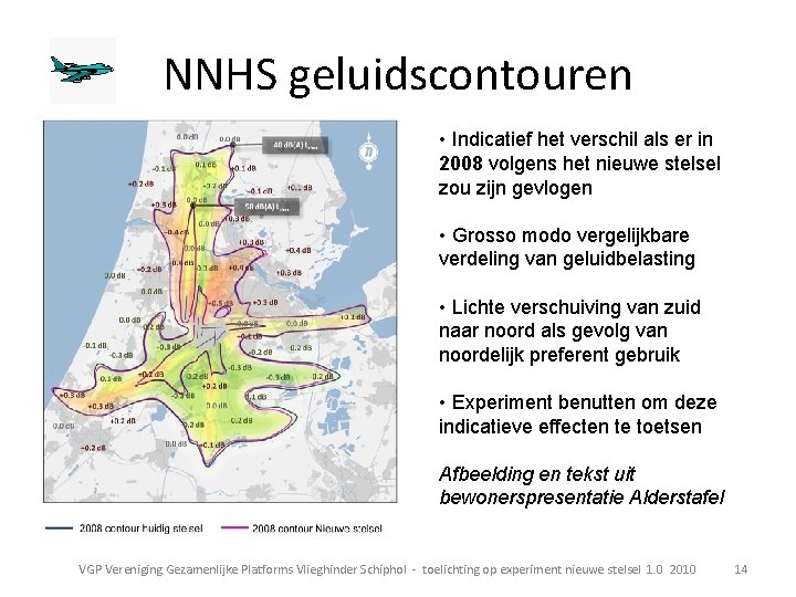 NNHS geluidscontouren • Indicatief het verschil als er in 2008 volgens het nieuwe stelsel