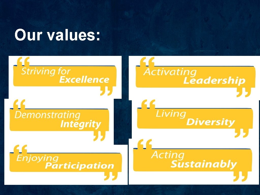 Our values: 