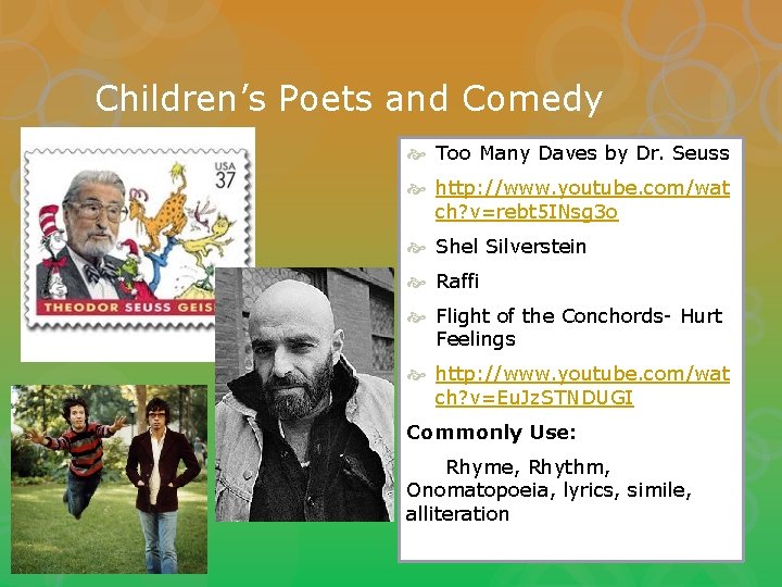 Children’s Poets and Comedy Too Many Daves by Dr. Seuss http: //www. youtube. com/wat