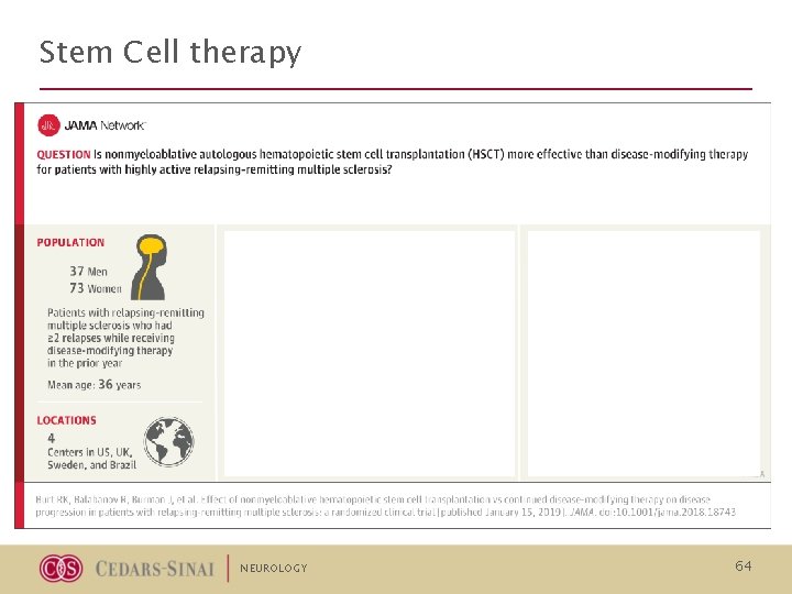 Stem Cell therapy NEUROLOGY 64 Stem Cell therapy NEUROLOGY 64