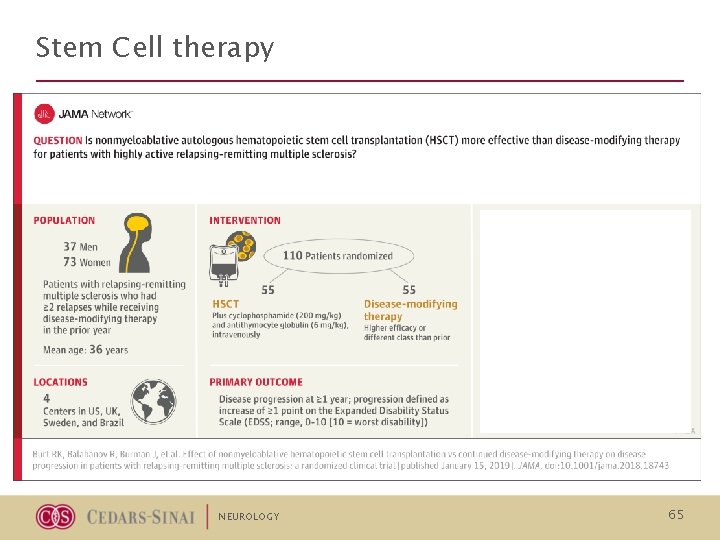 Stem Cell therapy NEUROLOGY 65 Stem Cell therapy NEUROLOGY 65
