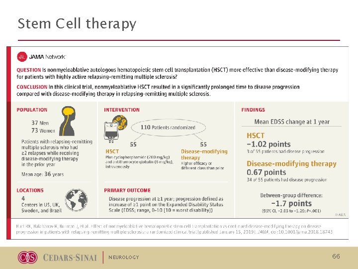 Stem Cell therapy NEUROLOGY 66 Stem Cell therapy NEUROLOGY 66
