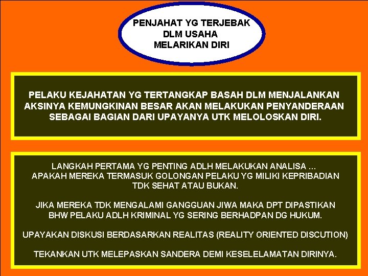 PENJAHAT YG TERJEBAK DLM USAHA MELARIKAN DIRI PELAKU KEJAHATAN YG TERTANGKAP BASAH DLM MENJALANKAN