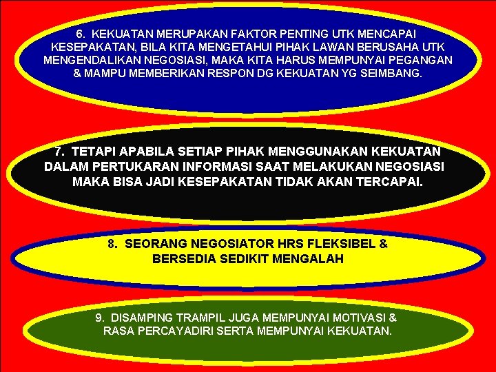 6. KEKUATAN MERUPAKAN FAKTOR PENTING UTK MENCAPAI KESEPAKATAN, BILA KITA MENGETAHUI PIHAK LAWAN BERUSAHA 6. KEKUATAN MERUPAKAN FAKTOR PENTING UTK MENCAPAI KESEPAKATAN, BILA KITA MENGETAHUI PIHAK LAWAN BERUSAHA