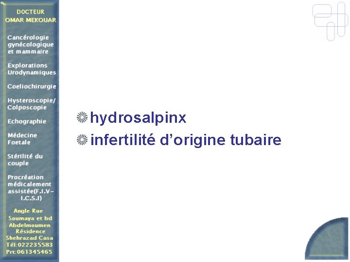 hydrosalpinx infertilité d’origine tubaire 