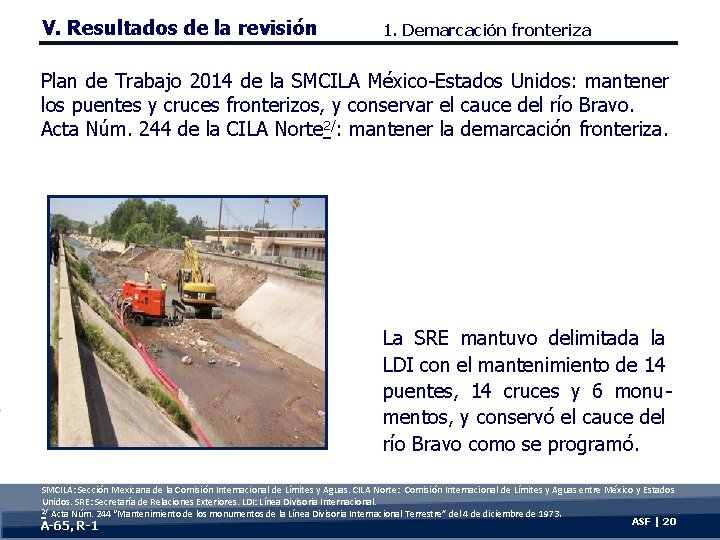 V. Resultados de la revisión 1. Demarcación fronteriza Plan de Trabajo 2014 de la