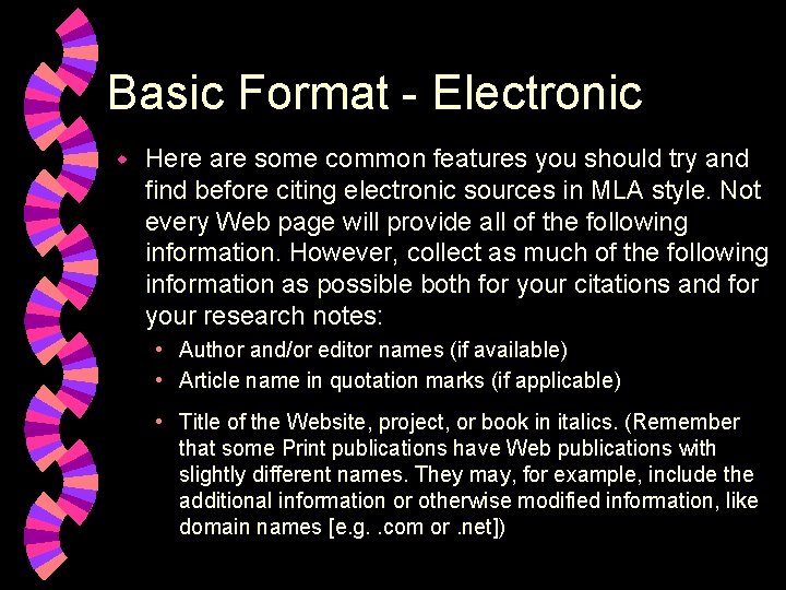 Basic Format - Electronic w Here are some common features you should try and Basic Format - Electronic w Here are some common features you should try and