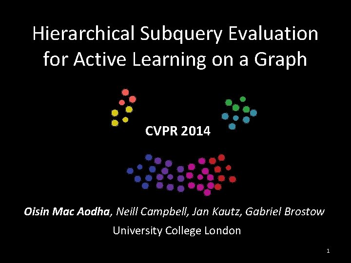 Hierarchical Subquery Evaluation for Active Learning on a Graph CVPR 2014 Oisin Mac Aodha,