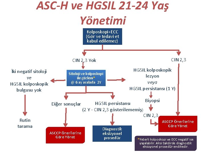 ASC-H ve HGSIL 21 -24 Yaş Yönetimi Kolposkopi+ECC (Gör ve tedavi et kabul edilemez)