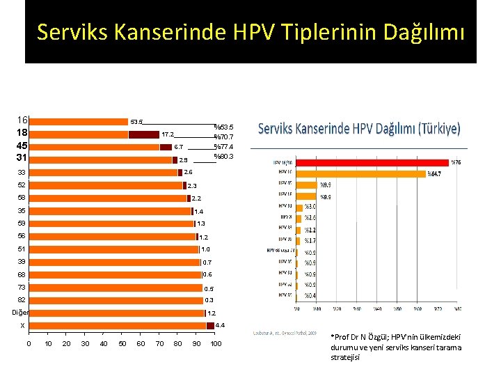 Serviks Kanserinde HPV Tiplerinin Dağılımı 16 18 45 31 53. 5 %70. 7 %77.