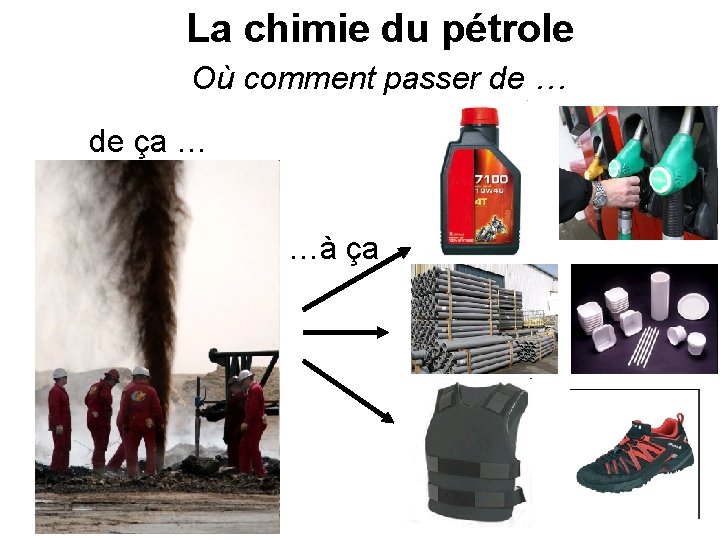 La chimie du pétrole Où comment passer de … de ça … …à ça