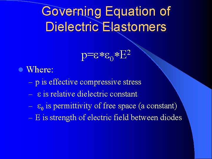 Dielectric Elastomers Ae 510 Research Project Presentation By