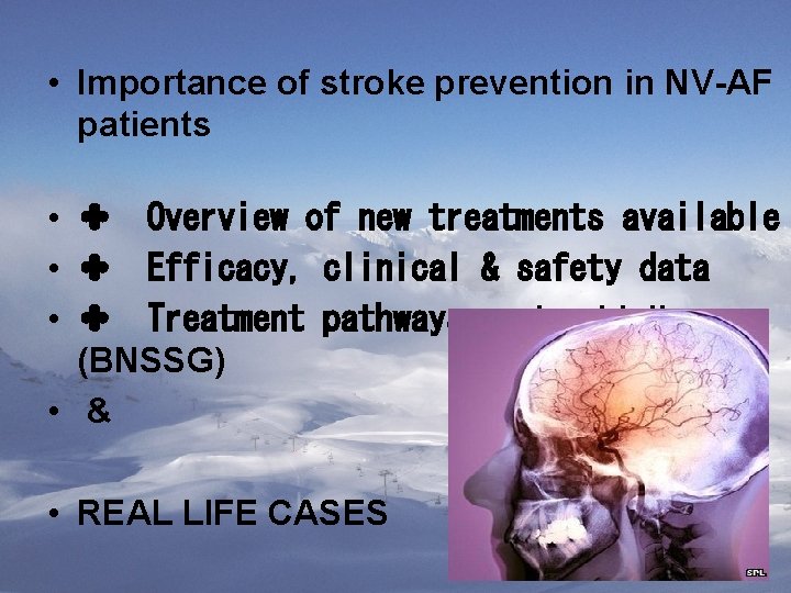  • Importance of stroke prevention in NV-AF patients • ✤ Overview of new