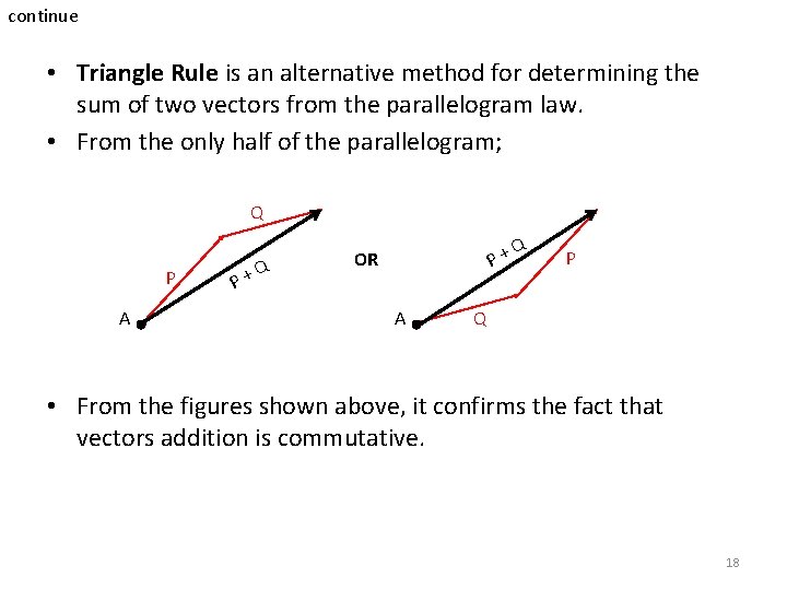 continue • Triangle Rule is an alternative method for determining the sum of two continue • Triangle Rule is an alternative method for determining the sum of two