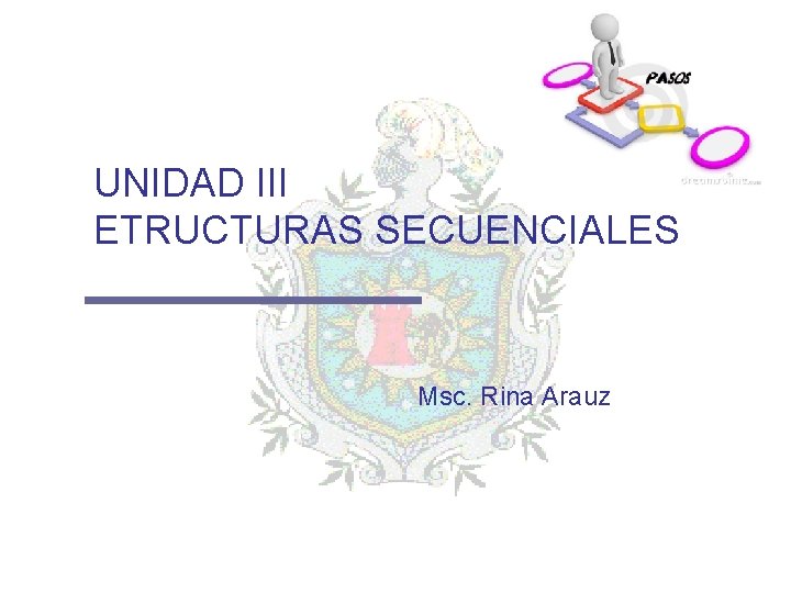 UNIDAD III ETRUCTURAS SECUENCIALES Msc. Rina Arauz 