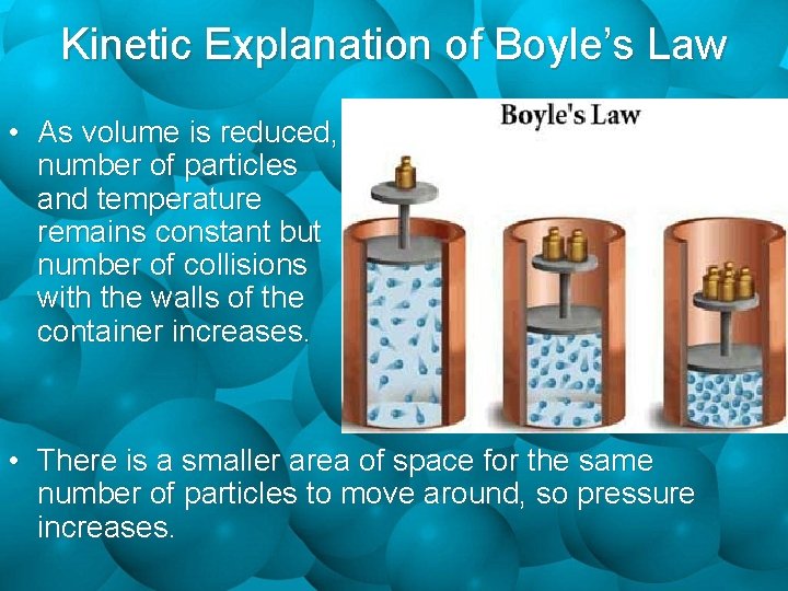 Kinetic Explanation of Boyle’s Law • As volume is reduced, number of particles and