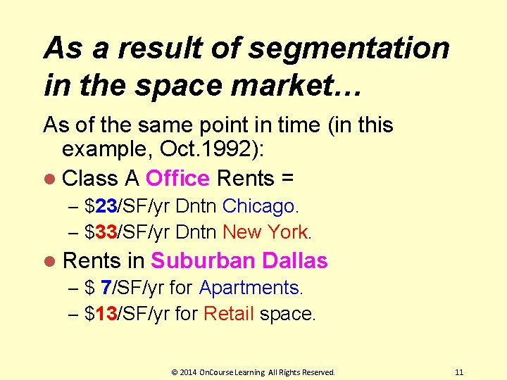 As a result of segmentation in the space market… As of the same point