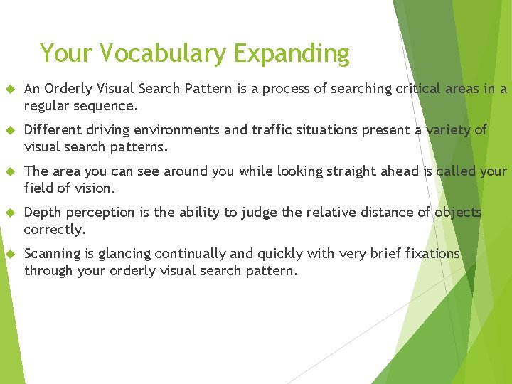 Your Vocabulary Expanding An Orderly Visual Search Pattern is a process of searching critical