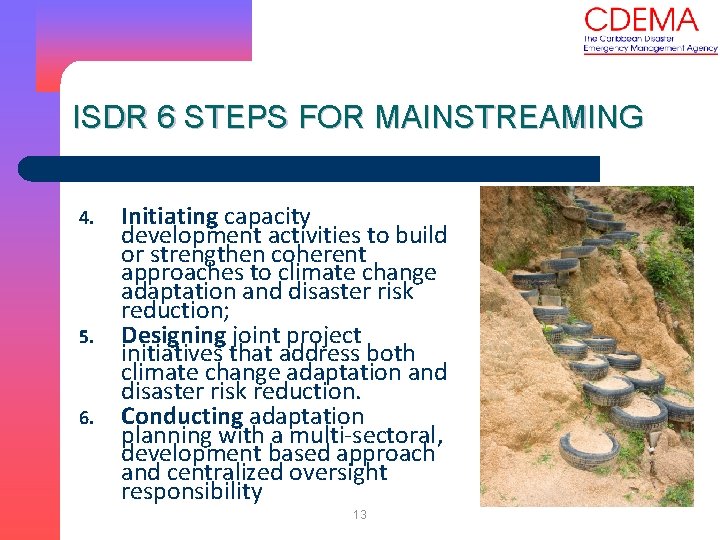 ISDR 6 STEPS FOR MAINSTREAMING 4. 5. 6. Initiating capacity development activities to build