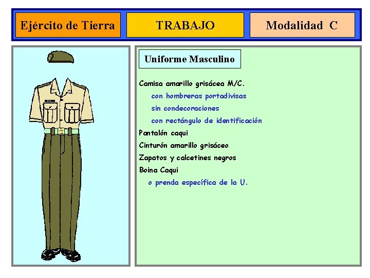Ejército de Tierra TRABAJO Uniforme Masculino Camisa amarillo grisácea M/C. con hombreras portadivisas sin